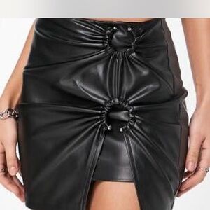 Bershka Black Gathered Mini Skirt